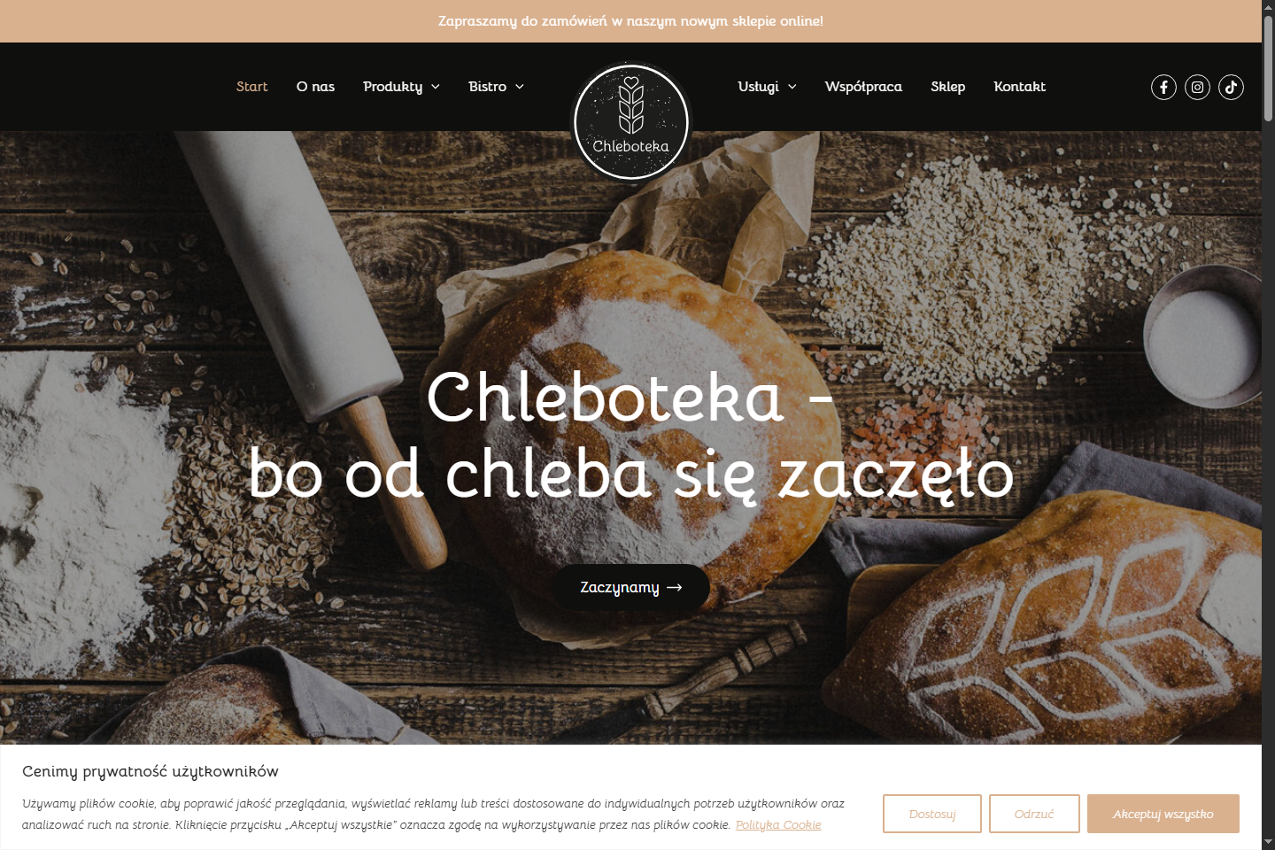 Chleboteka raw storefront without BAES widget or crawlable PLN prices